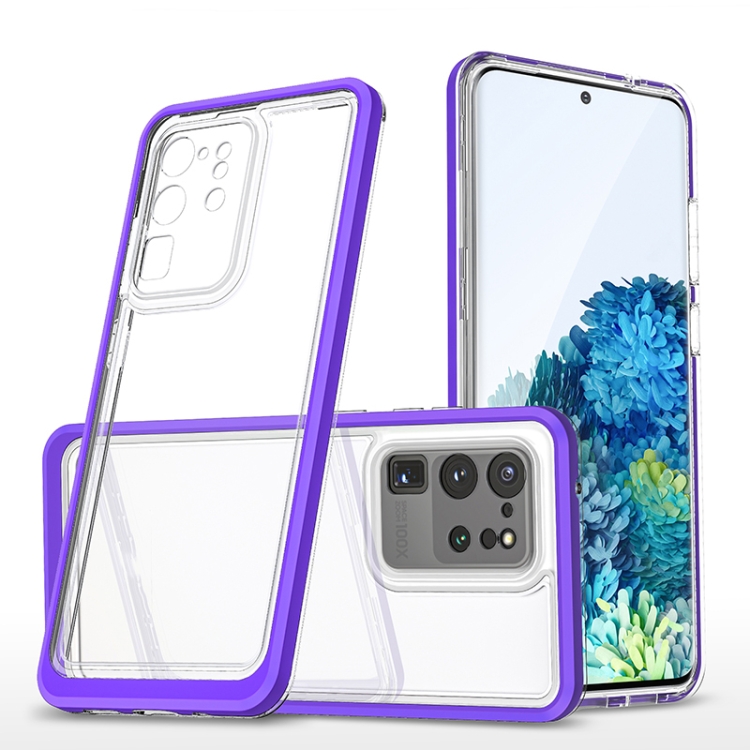 

For Samsung Galaxy S20 Bright Series Clear Acrylic + PC+TPU Shockproof Case(Purple)