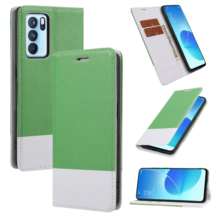 

For OPPO Reno6 Pro 5G Cross Texture Magnetic Horizontal Flip Leather Case with Card Slots & Holder & Wallet(Green)