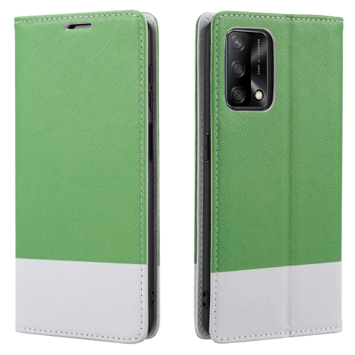 

For OPPO A74 Cross Texture Magnetic Horizontal Flip Leather Case with Card Slots & Holder & Wallet(Green)