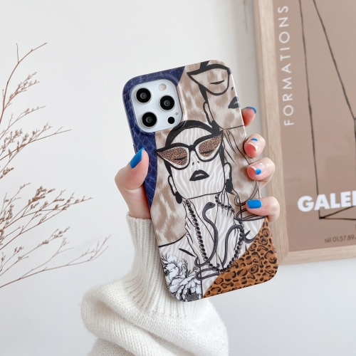 

Shockproof Half-inclusive Leopard Pattern Protective Case For iPhone 13(Glasses Girl)