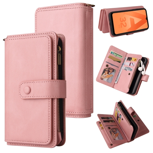 

For Samsung Galaxy A32 5G Skin Feel PU + TPU Horizontal Flip Leather Case with Holder & 15 Cards Slot & Wallet & Zipper Pocket & Lanyard(Pink)