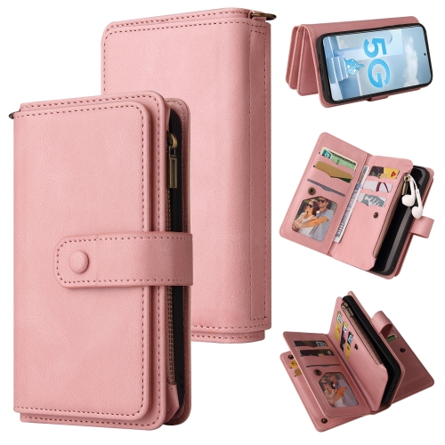 

For Samsung Galaxy A51 4G Skin Feel PU + TPU Horizontal Flip Leather Case with Holder & 15 Cards Slot & Wallet & Zipper Pocket & Lanyard(Pink)