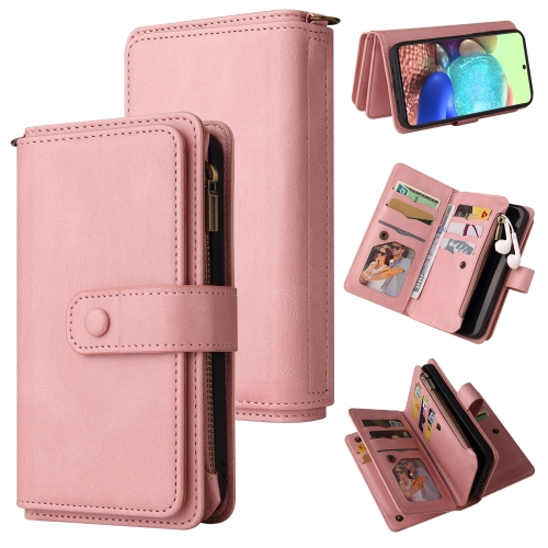 

For Samsung Galaxy A71 5G Skin Feel PU + TPU Horizontal Flip Leather Case with Holder & 15 Cards Slot & Wallet & Zipper Pocket & Lanyard(Pink)