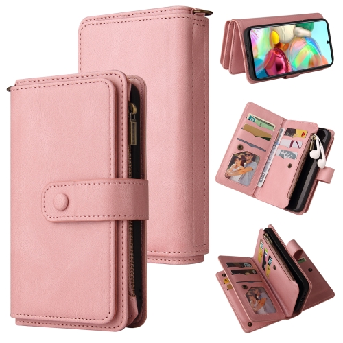 

For Samsung Galaxy Note10 Lite Skin Feel PU + TPU Horizontal Flip Leather Case with Holder & 15 Cards Slot & Wallet & Zipper Pocket & Lanyard(Pink)