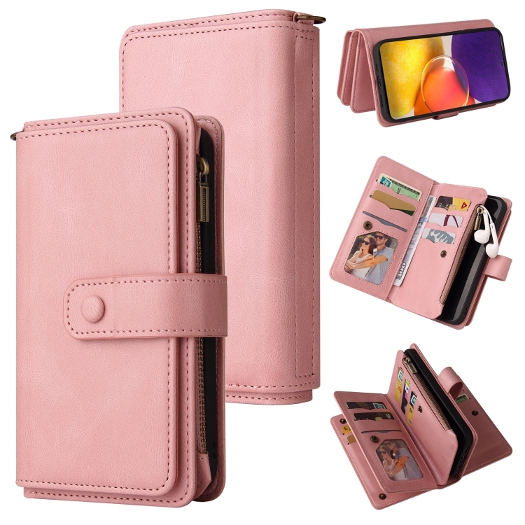 

For Samsung Galaxy A82 5G Skin Feel PU + TPU Horizontal Flip Leather Case with Holder & 15 Cards Slot & Wallet & Zipper Pocket & Lanyard(Pink)