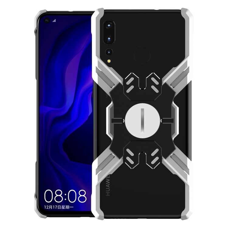 

For Huawei Nova 4 Hero Series Anti-fall Wear-resistant Metal Protective Case with Bracket(Silver Black)