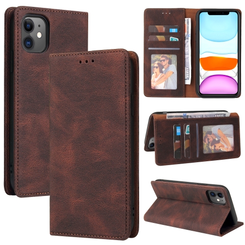 

Simple Suction Closure Horizontal Flip Leather Case with Holder & Card Slot & Wallet For iPhone 11 Pro Max(Brown)