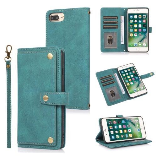 

PU + TPU Horizontal Flip Leather Case with Holder & Card Slot & Wallet & Lanyard For iPhone 8 Plus & 7 Plus(Lake Blue)