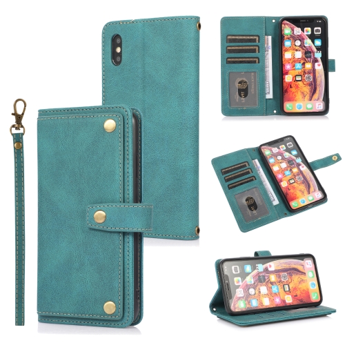 

PU + TPU Horizontal Flip Leather Case with Holder & Card Slot & Wallet & Lanyard For iPhone XS / X(Lake Blue)