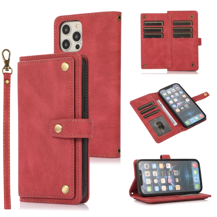 

PU + TPU Horizontal Flip Leather Case with Holder & Card Slot & Wallet & Lanyard For iPhone 12 / 12 Pro(Wine Red)