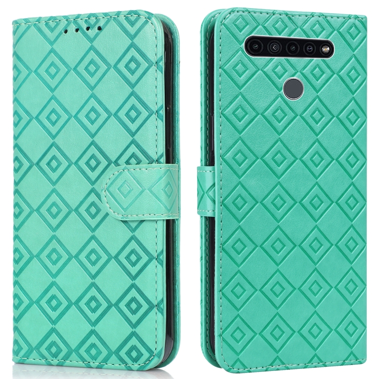 

For LG K51S / K41S Embossed Big Small Concentric Squares Pattern Horizontal Flip Leather Case with Card Slot & Holder & Wallet(Green)