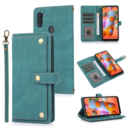 

For Samsung Galaxy A11 PU + TPU Horizontal Flip Leather Case with Holder & Card Slot & Wallet & Lanyard(Lake Blue)