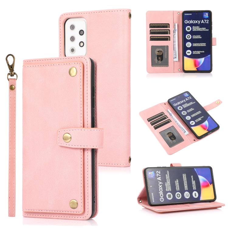 

For Samsung Galaxy A72 5G / 4G PU + TPU Horizontal Flip Leather Case with Holder & Card Slot & Wallet & Lanyard(Pink)