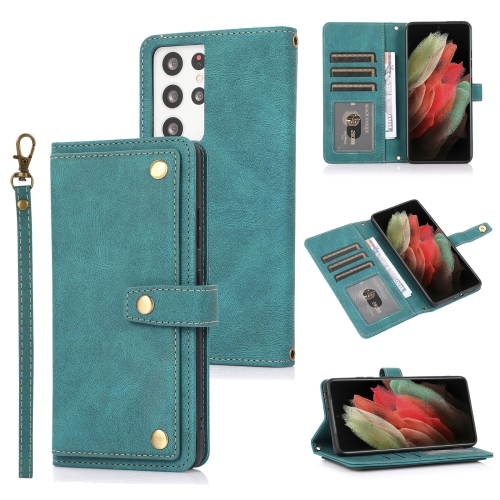 

For Samsung Galaxy S21 Ultra 5G PU + TPU Horizontal Flip Leather Case with Holder & Card Slot & Wallet & Lanyard(Lake Blue)