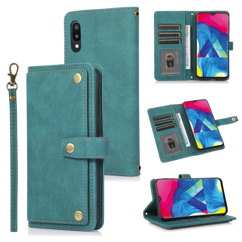

For Samsung Galaxy A10 / M10 PU + TPU Horizontal Flip Leather Case with Holder & Card Slot & Wallet & Lanyard(Lake Blue)