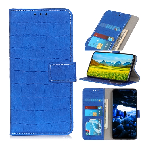 

For Galaxy A51 Crocodile Texture Horizontal Flip Leather Case with Holder & Card Slots & Wallet(Blue)