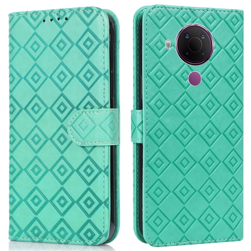 

For Nokia 5.4 / 3.4 Embossed Big Small Concentric Squares Pattern Horizontal Flip Leather Case with Card Slot & Holder & Wallet(Green)