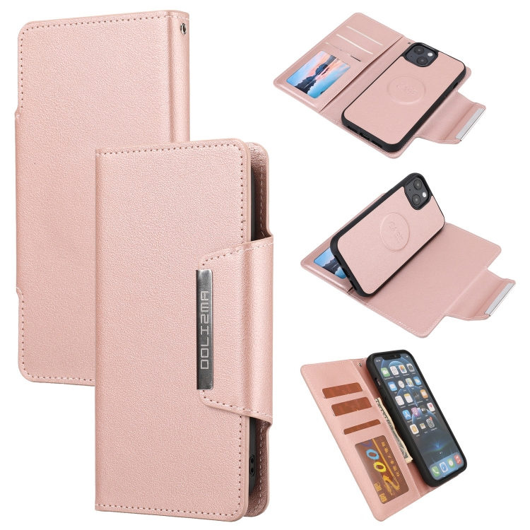 

Ultra-thin Separable Magnetic Horizontal Flip Leather Case with Card Slot & Wallet For iPhone 13(Pink)