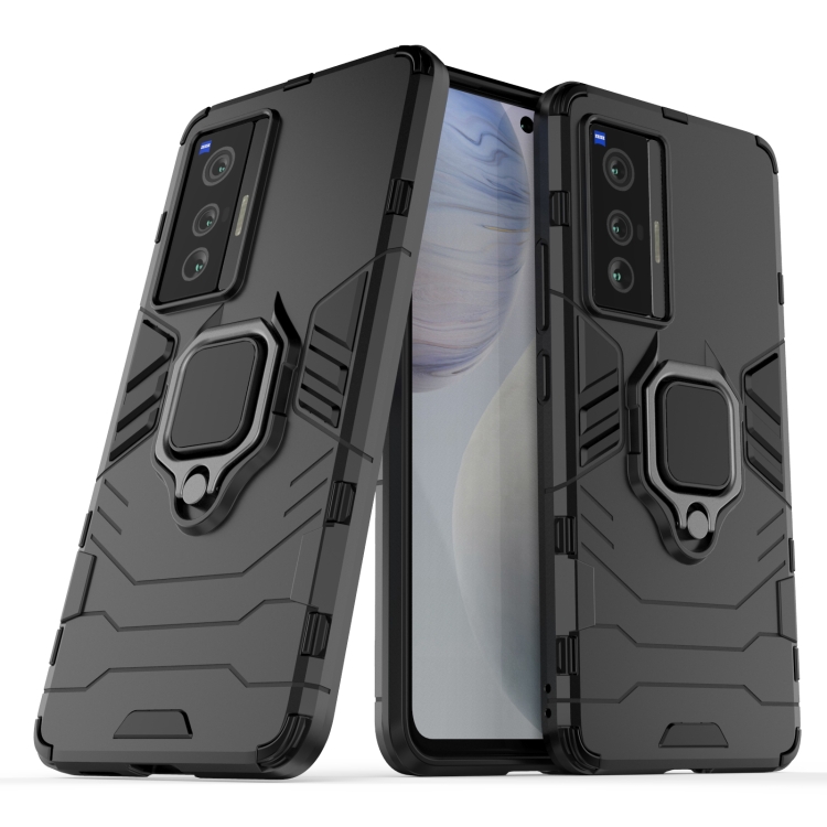 

For vivo X70 Shockproof PC + TPU Protective Case with Magnetic Ring Holder(Black)
