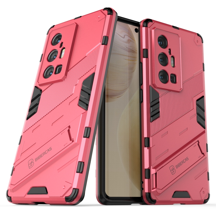 

For vivo X70 Pro+ Punk Armor 2 in 1 PC + TPU Shockproof Case with Invisible Holder(Light Red)