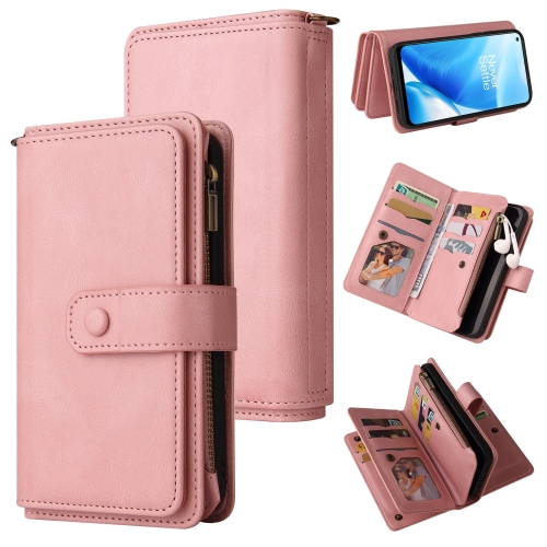 

For OnePlus Nord N200 5G Skin Feel PU + TPU Horizontal Flip Leather Case With Holder & 15 Cards Slot & Wallet & Zipper Pocket & Lanyard(Pink)