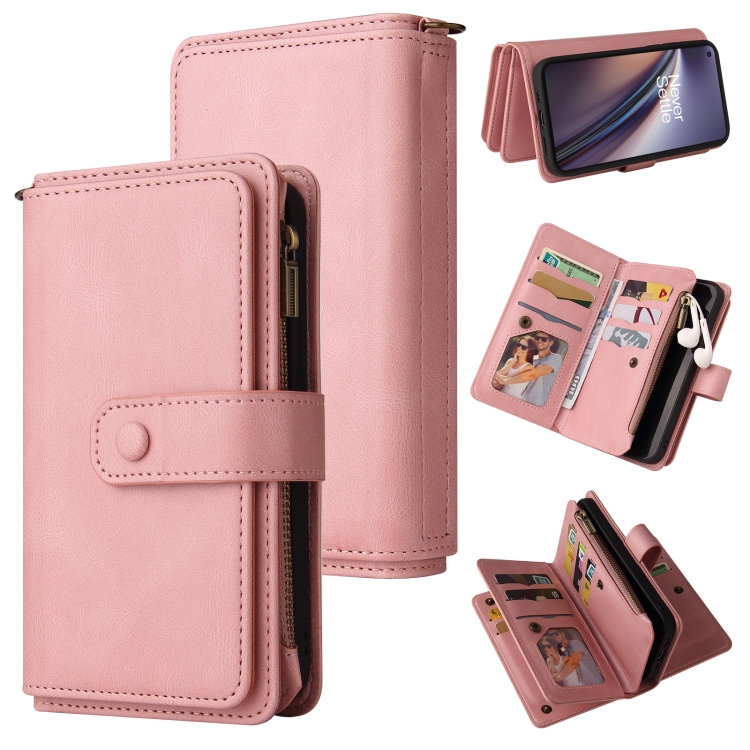 

For OnePlus Nord CE 5G Skin Feel PU + TPU Horizontal Flip Leather Case With Holder & 15 Cards Slot & Wallet & Zipper Pocket & Lanyard(Pink)