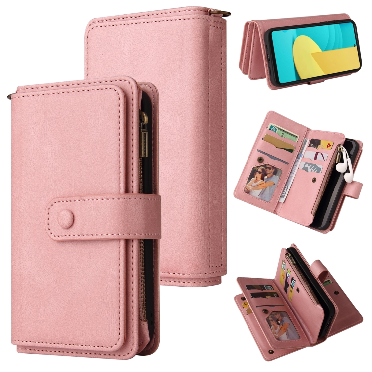 

For LG Stylo 7 / Stylo 7 5G Skin Feel PU + TPU Horizontal Flip Leather Case With Holder & 15 Cards Slot & Wallet & Zipper Pocket & Lanyard(Pink)