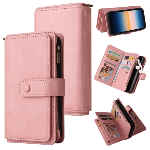 

For Sony Xperia 10 III Skin Feel PU + TPU Horizontal Flip Leather Case With Holder & 15 Cards Slot & Wallet & Zipper Pocket & Lanyard(Pink)