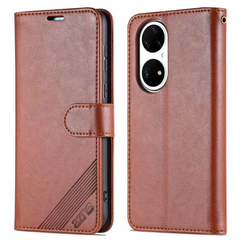 

For Huawei P50 AZNS Sheepskin Texture Horizontal Flip Leather Case with Holder & Card Slots & Wallet(Brown)