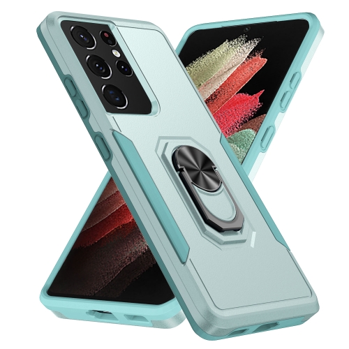 

For Samsung Galay S21 Ultra 5G Pioneer Armor Heavy Duty PC + TPU Shockproof Case with Holder(Green)