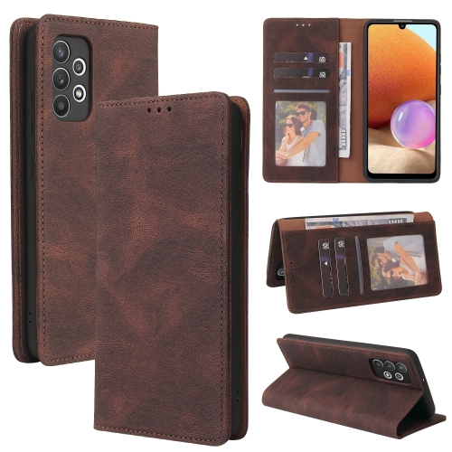 

For Samsung Galaxy A32 Simple Suction Closure Horizontal Flip Leather Case with Holder & Card Slot & Wallet(Brown)