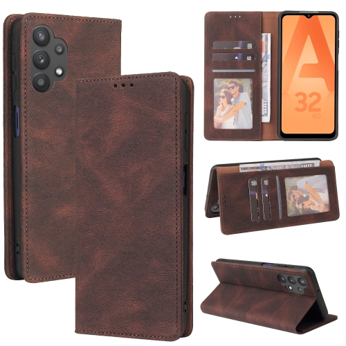 

For Samsung Galaxy A32 5G Simple Suction Closure Horizontal Flip Leather Case with Holder & Card Slot & Wallet(Brown)