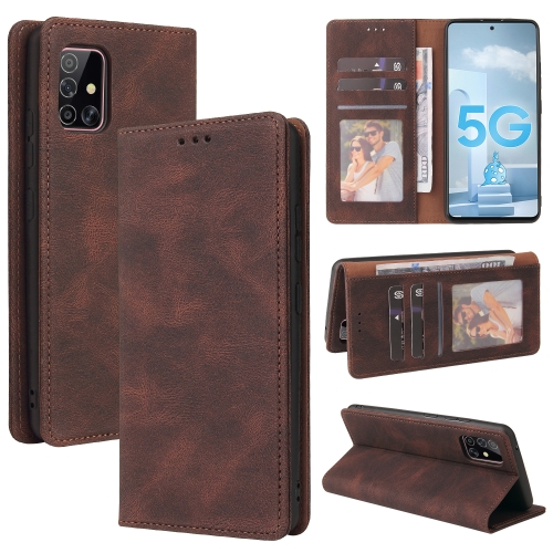 

For Samsung Galaxy A51 5G Simple Suction Closure Horizontal Flip Leather Case with Holder & Card Slot & Wallet(Brown)