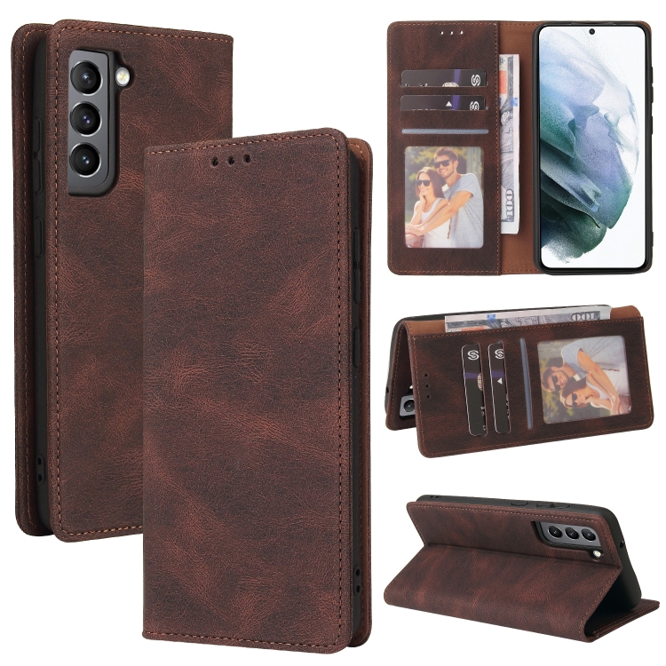 

For Samsung Galaxy S21+ 5G Simple Suction Closure Horizontal Flip Leather Case with Holder & Card Slot & Wallet(Brown)