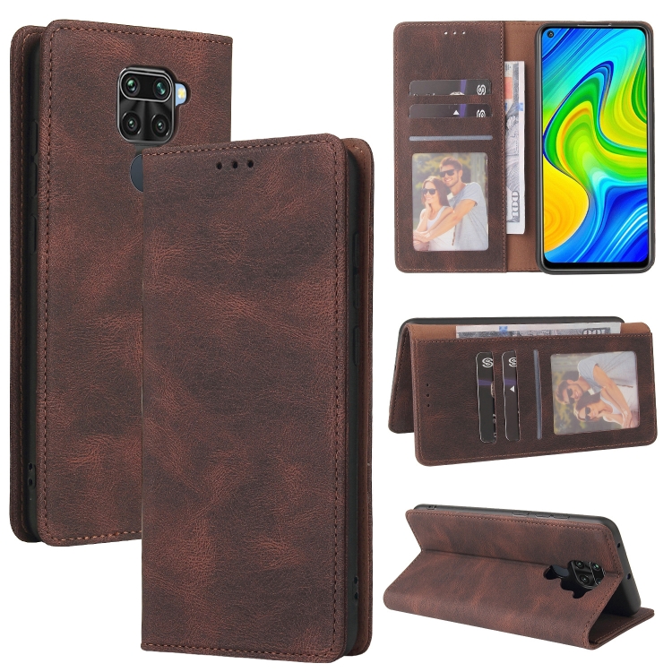 

For Xiaomi Redmi Note 9 / 10X 4G Simple Suction Closure Horizontal Flip Leather Case with Holder & Card Slot & Wallet(Brown)