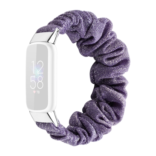 

For Fitbit Luxe Special Edition Hair Ring Cloth Elastic Force Replacement Watchband, Size:L(Purple Gold)