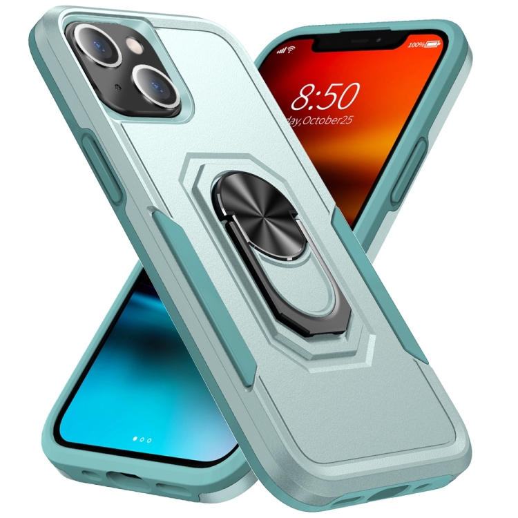 

Pioneer Armor Heavy Duty PC + TPU Shockproof Case with Holder For iPhone 13 mini(Green)
