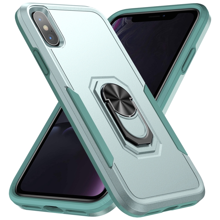 

Pioneer Armor Heavy Duty PC + TPU Shockproof Case with Holder For iPhone XS Max(Green)
