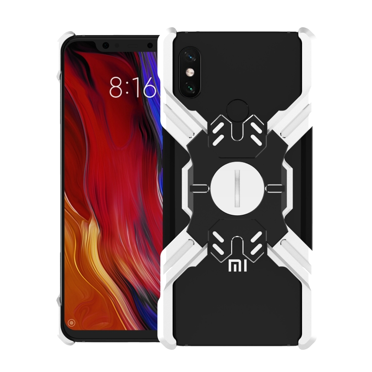 

For Xiaomi Mi 8 Explorer Hero Series Anti-fall Wear-resistant Metal Protective Case with Bracket(Silver Black)