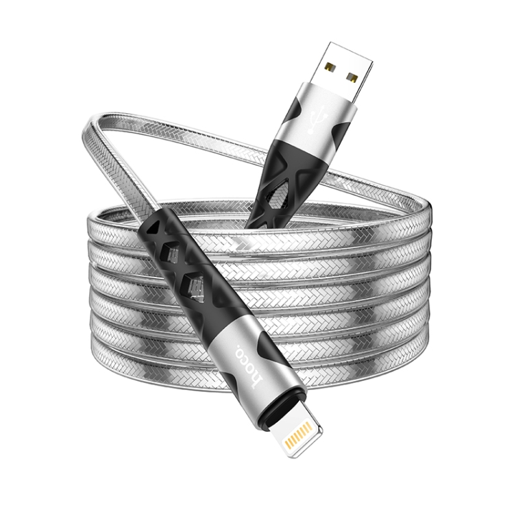 

hoco U105 Treasure Jelly Braided USB to 8 Pin Charging Data Cable, Cable Length: 1.2m(Silver)