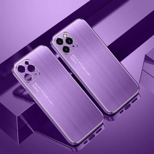 

Cool Sharp Series Aluminum Plate Brushed Lens All-inclusive Protective Case For iPhone 11 Pro Max(Roland Purple)