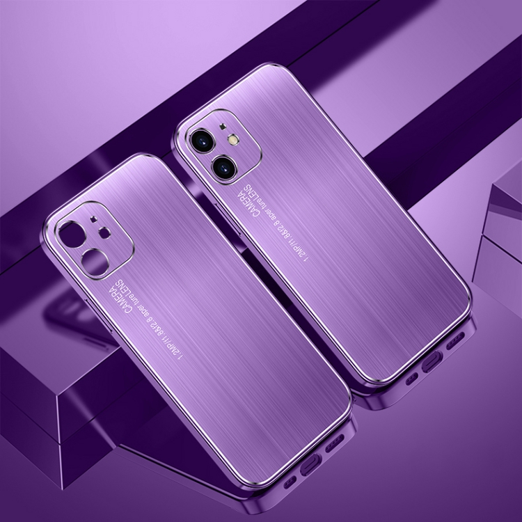 

Cool Sharp Series Aluminum Plate Brushed Lens All-inclusive Protective Case For iPhone 12(Roland Purple)