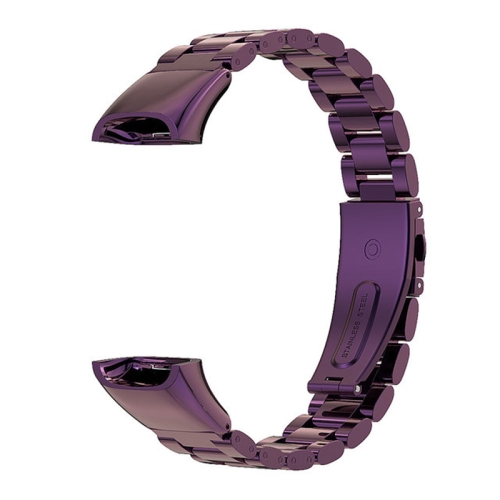 

For Huawei Band 6 / Honor Band 6 MIJOBS Three Strains Stainless Steel Metal Buckle Replacement Strap Watchband(Purple)