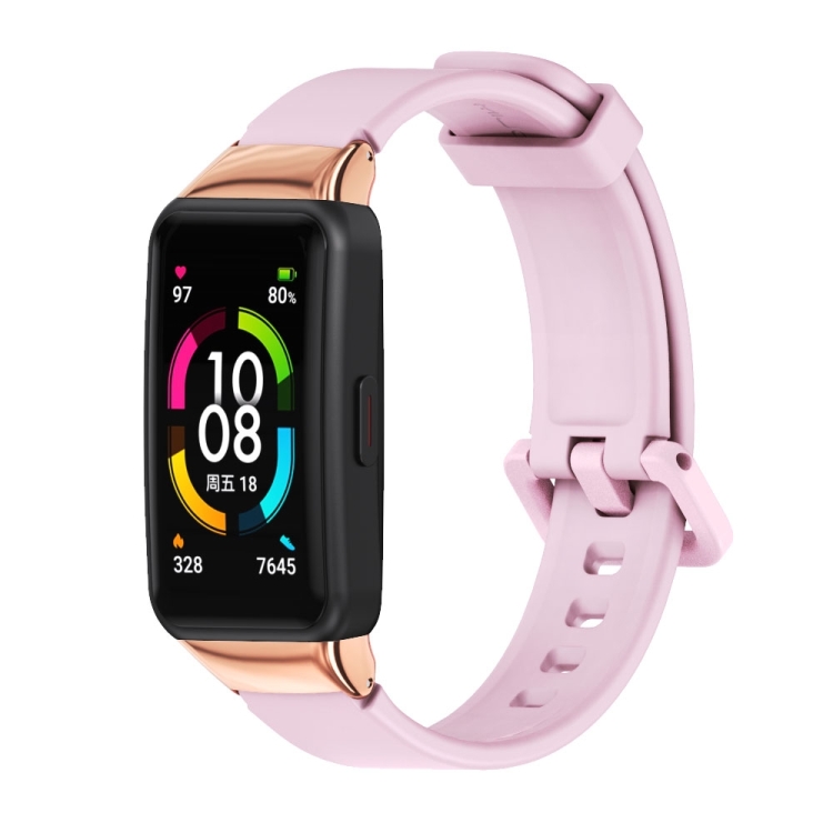 

For Huawei Band 6 / Honor Band 6 MIJOBS Universal Breathable Silicone Replacement Strap Watchband(Pink)