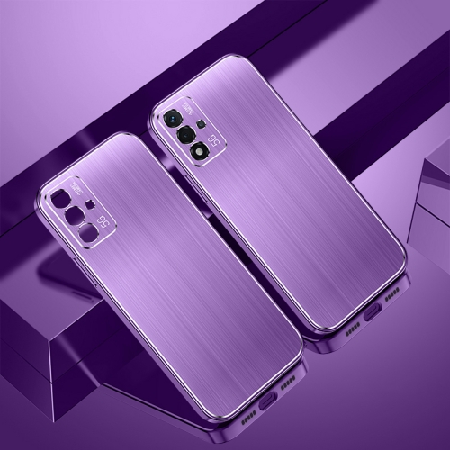 

For OPPO A93s Cool Sharp Series Aluminum Plate Brushed Lens All-inclusive Protective Case(Roland Purple)