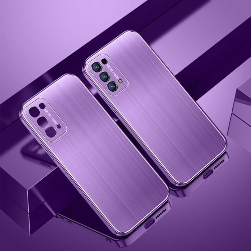

For OPPO Reno5 Pro Cool Sharp Series Aluminum Plate Brushed Lens All-inclusive Protective Case(Roland Purple)