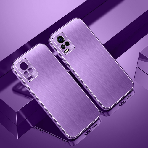 

For vivo S7 Cool Sharp Series Aluminum Plate Brushed Lens All-inclusive Protective Case(Roland Purple)