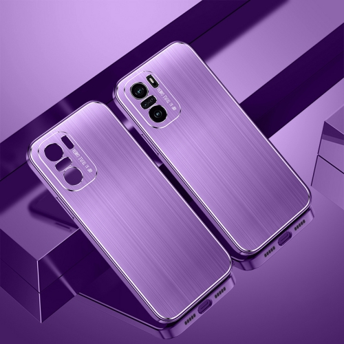 

For Xiaomi Redmi K40 / K40 Pro Cool Sharp Series Aluminum Plate Brushed Lens All-inclusive Protective Case(Roland Purple)