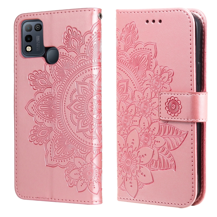 

For Infinix Smart 5 / HOT10 Lite 7-petal Flowers Embossing Pattern Horizontal Flip PU Leather Case with Holder & Card Slots & Wallet & Photo Frame(Rose Gold)