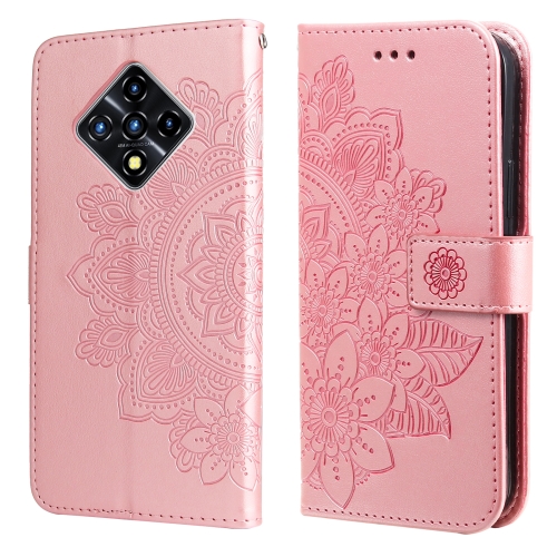 

For Infinix Zero 8 7-petal Flowers Embossing Pattern Horizontal Flip PU Leather Case with Holder & Card Slots & Wallet & Photo Frame(Rose Gold)